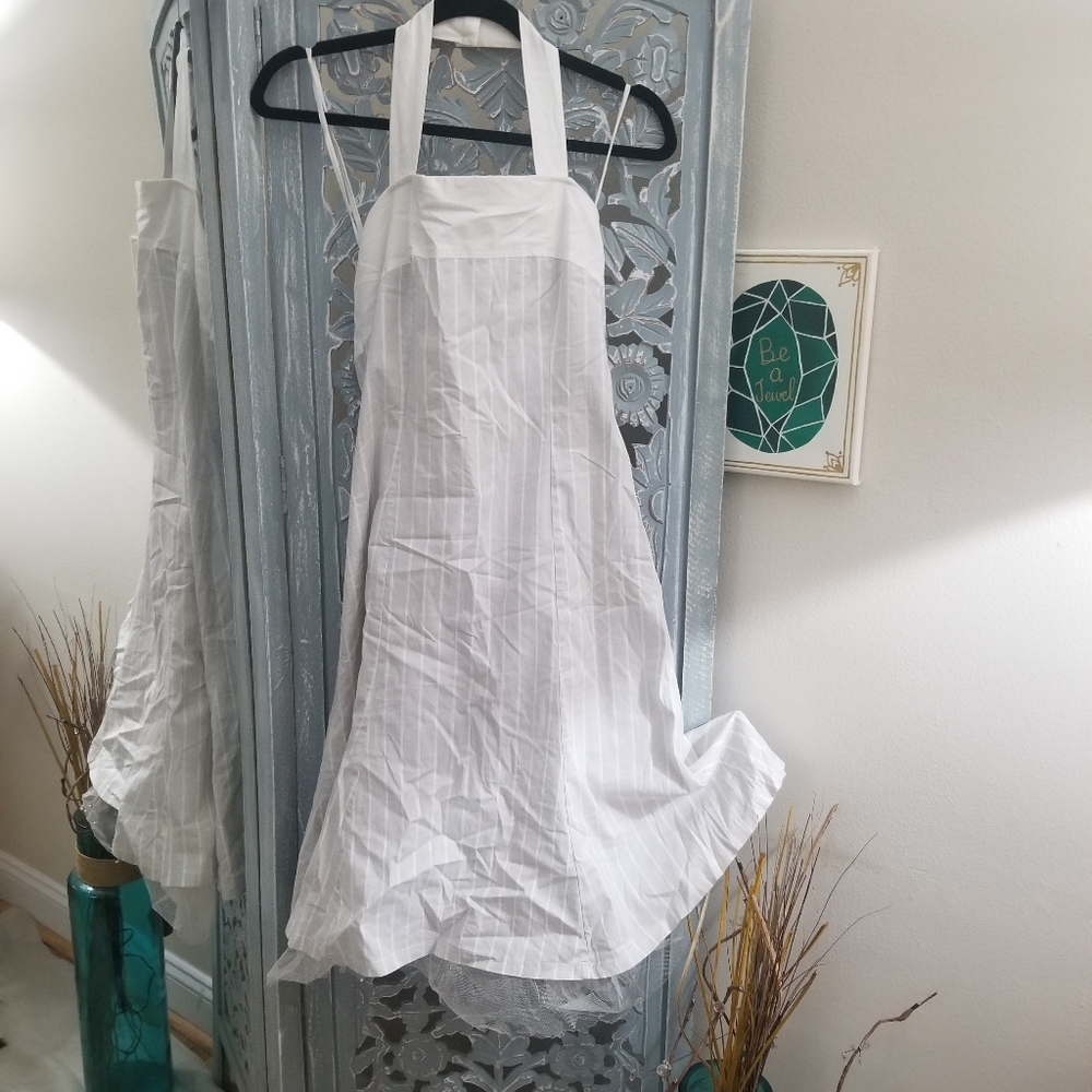 Ana Capri Tulle blue & white stripe dress